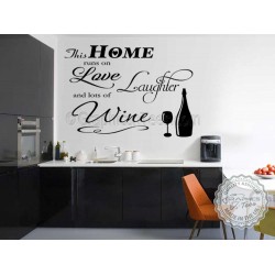 This Home Runs On Love Laughter and Wine, Kitchen Wall Sticker, Funny Kitchen Dining Room Wall Quote